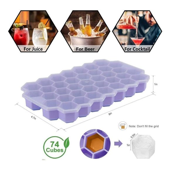 Ice Cube Trays (4-Pack) Silicone Flexible Ice Cube Trays with 148 Ice Cubicles - Picture 4 of 7